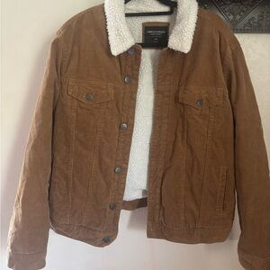Sherpa-Lined Corduroy Jacket in Brown